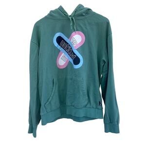 Designs Untitled Graphic Teal Green Excellent Condition Hoodie Men's L w Pockets